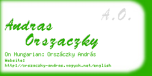 andras orszaczky business card